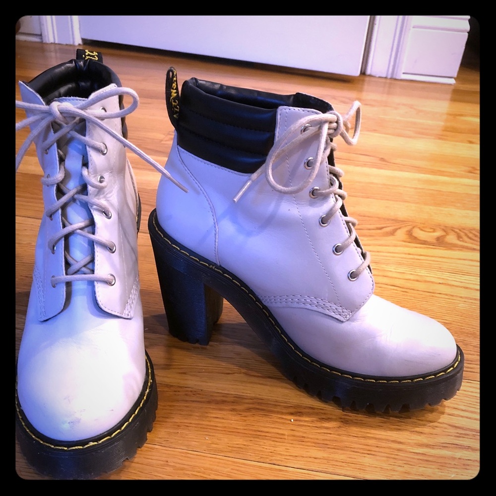Grey doc Martens with a chunky heel!